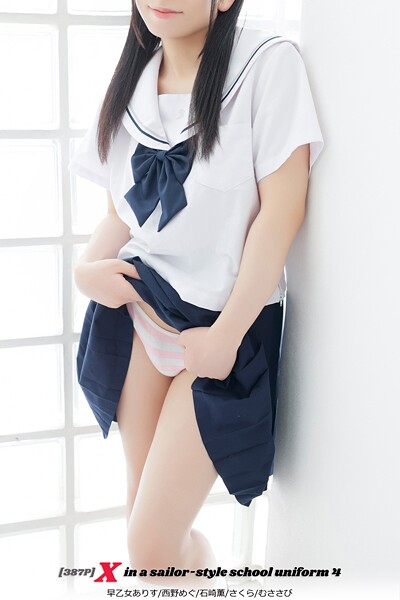 ［387P］ X in sailor-style school uniform 4